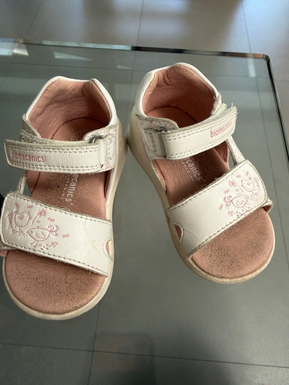 Biomecanics White & Pink Adjustable Sandals